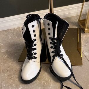 Mix No. 6 White and Black Combat Boots